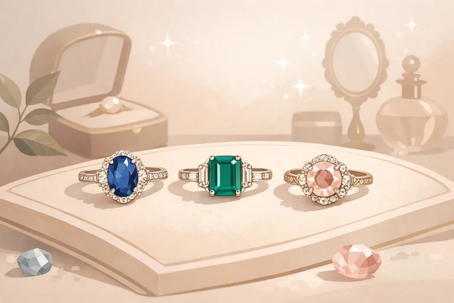 Gemstone Engagement Rings Vintage Style