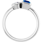 Moi et Toi Accent Ring- 14k Gold with Lab Diamond and Sapphire