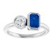 Moi et Toi Accent Ring- 14k Gold with Lab Diamond and Sapphire