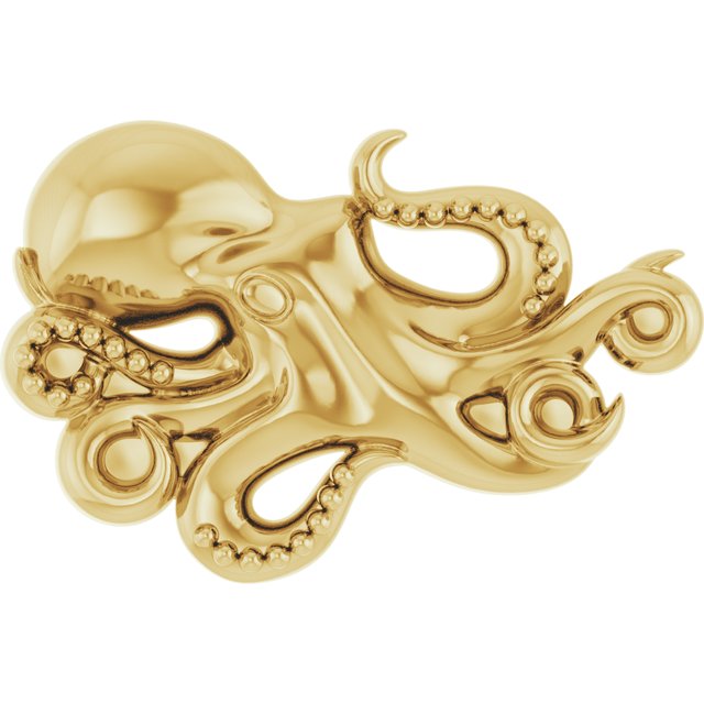 Single Earring Octo- Solid Gold Octopus Earring