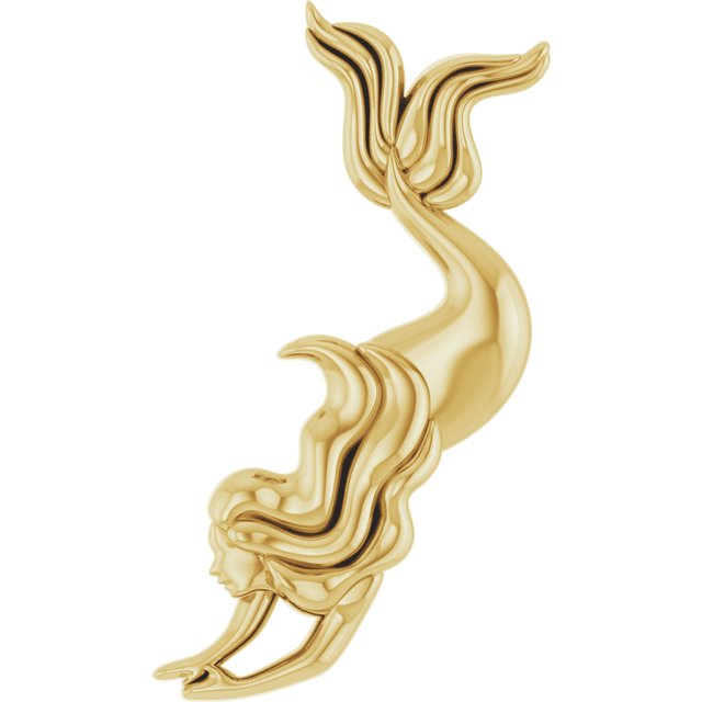 Single Earring Swim- Solid Gold Mermaid Earring