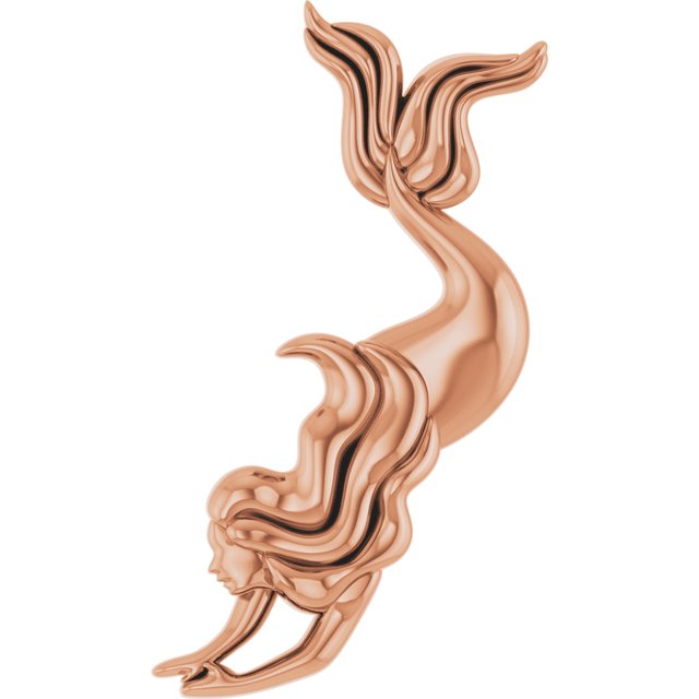 Single Earring Swim- Solid Gold Mermaid Earring