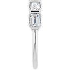 Tori 5 Stone Half Bezel Ring with Emerald Cut Lab Diamonds