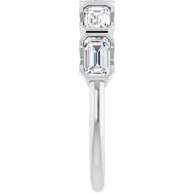 Tori 5 Stone Half Bezel Ring with Emerald Cut Lab Diamonds