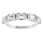 Tori 5 Stone Half Bezel Ring with Emerald Cut Lab Diamonds