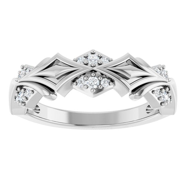 Ethyl Deco Architectural Band with Lab Diamond Accents