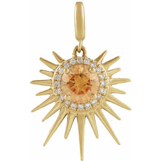 Sol Sunburst Citrine and Diamond Pendant