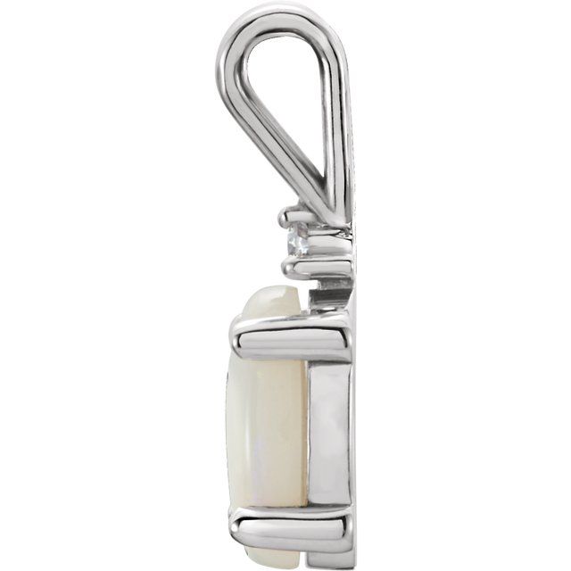 Dainty Opal Pendant with Diamond Accent
