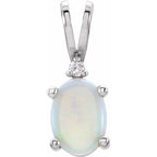 Dainty Opal Pendant with Diamond Accent