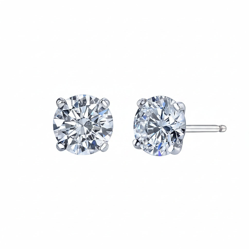 4 Prong Martini Diamond Stud Earring