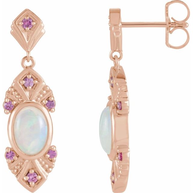 Greta Opal and Sapphire Vintage Inspired Drop Earrings