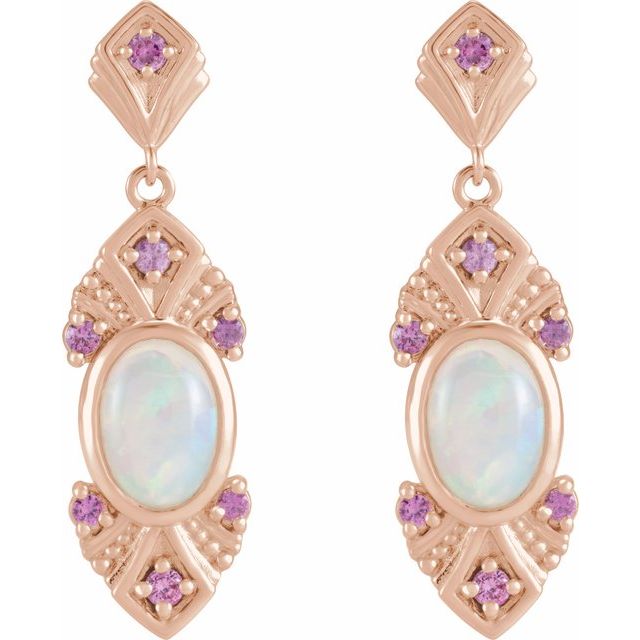 Greta Opal and Sapphire Vintage Inspired Drop Earrings