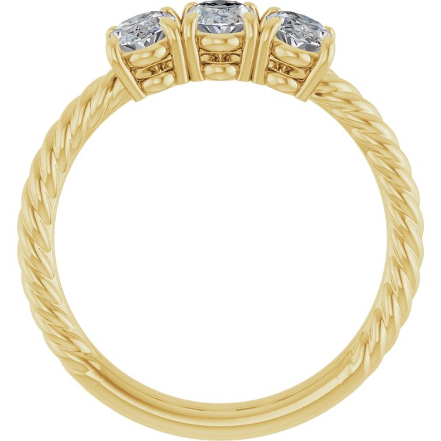 Audrey 3 Stone Rope Ring