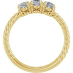 Audrey 3 Stone Rope Ring