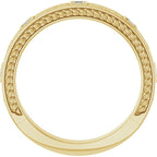 Myrtle Floral Engraved 3/4 Eternity Band with Princess Cut Lab Diamonds