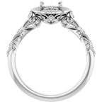Demi Scalloped Vintage Inspired Halo Semi-Mount