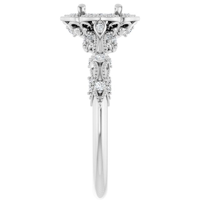 Demi Scalloped Vintage Inspired Halo Semi-Mount