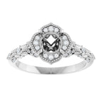 Demi Scalloped Vintage Inspired Halo Semi-Mount