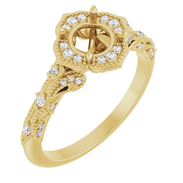 Demi Scalloped Vintage Inspired Halo Semi-Mount