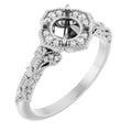 Demi Scalloped Vintage Inspired Halo Semi-Mount