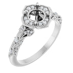 Demi Scalloped Vintage Inspired Halo Semi-Mount