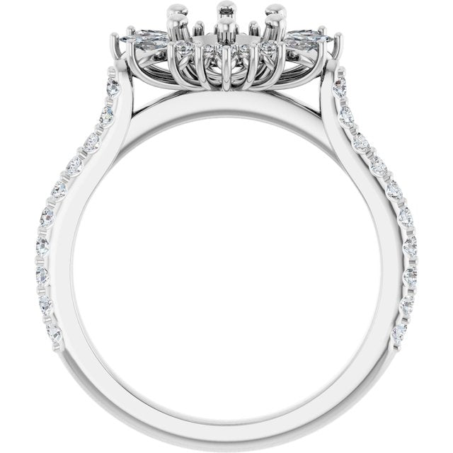 Elise Snowflake Halo Style Vintage Inspired Semi-Mount