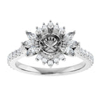 Elise Snowflake Halo Style Vintage Inspired Semi-Mount