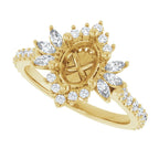 Elise Snowflake Halo Style Vintage Inspired Semi-Mount