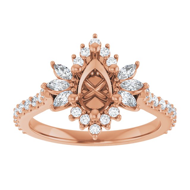 Elise Snowflake Halo Style Vintage Inspired Semi-Mount