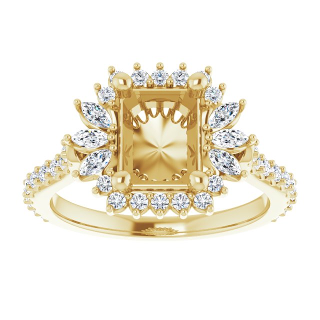 Elise Snowflake Halo Style Vintage Inspired Semi-Mount