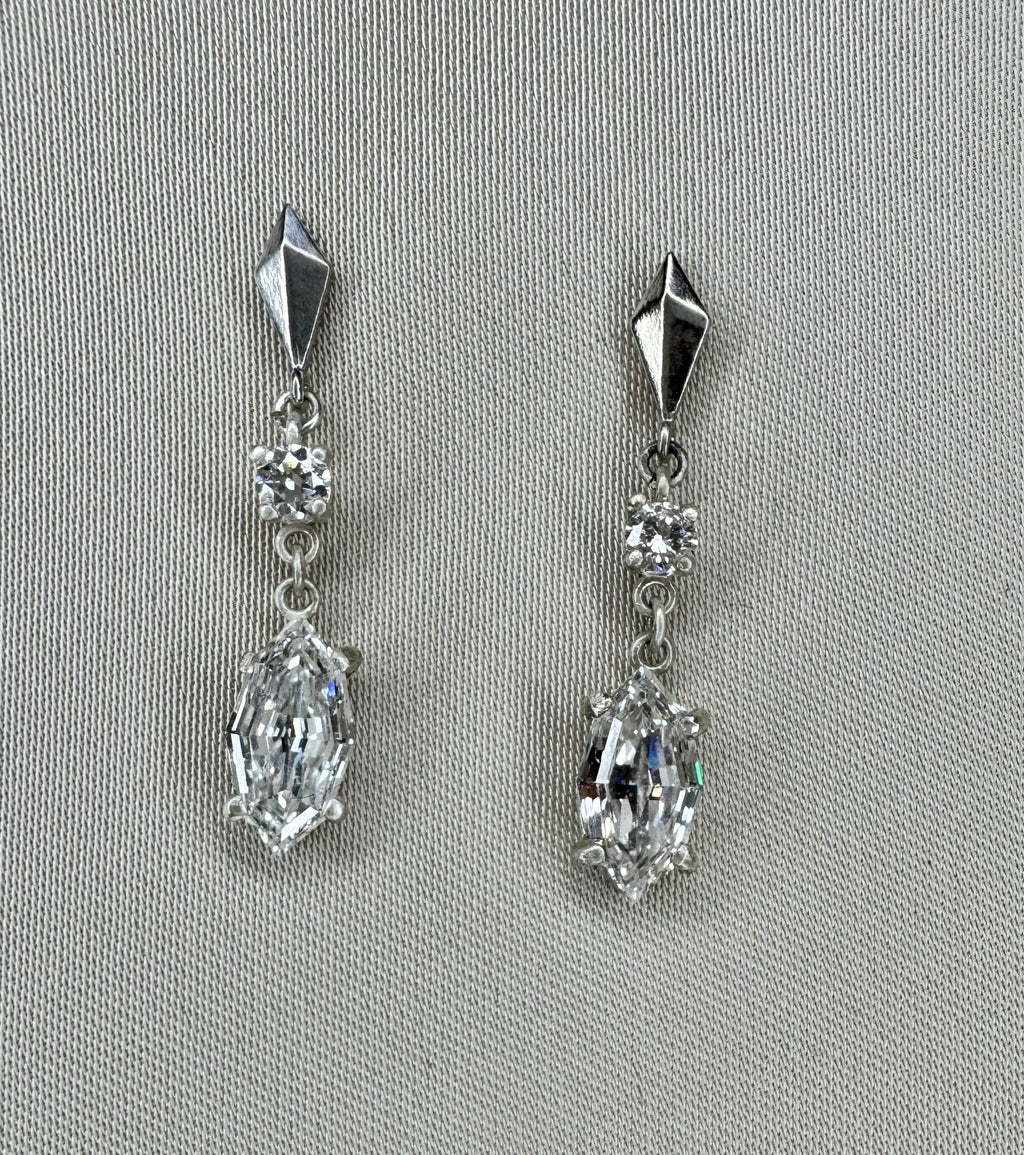 Simple Drop Earring- Round and Moval Lab Diamonds