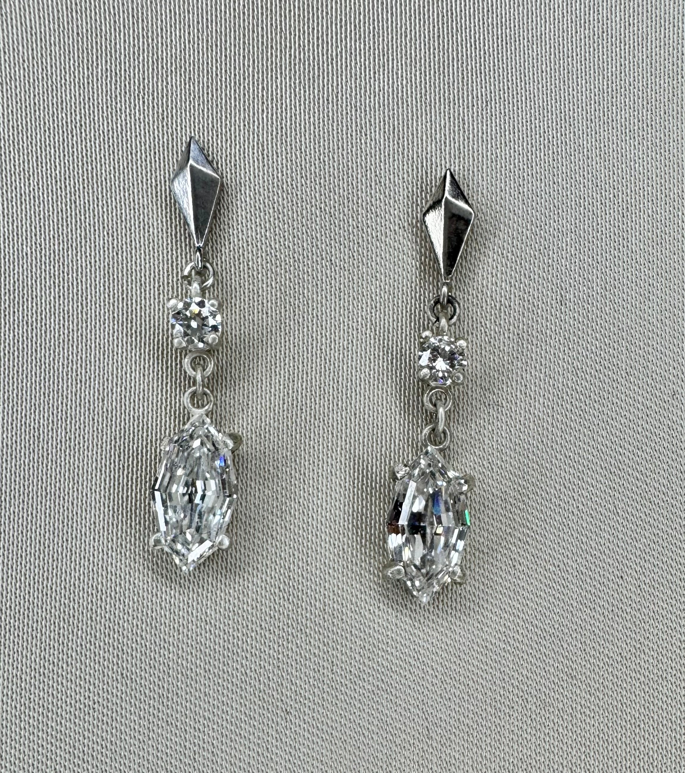 Simple Drop Earring- Round and Moval Lab Diamonds