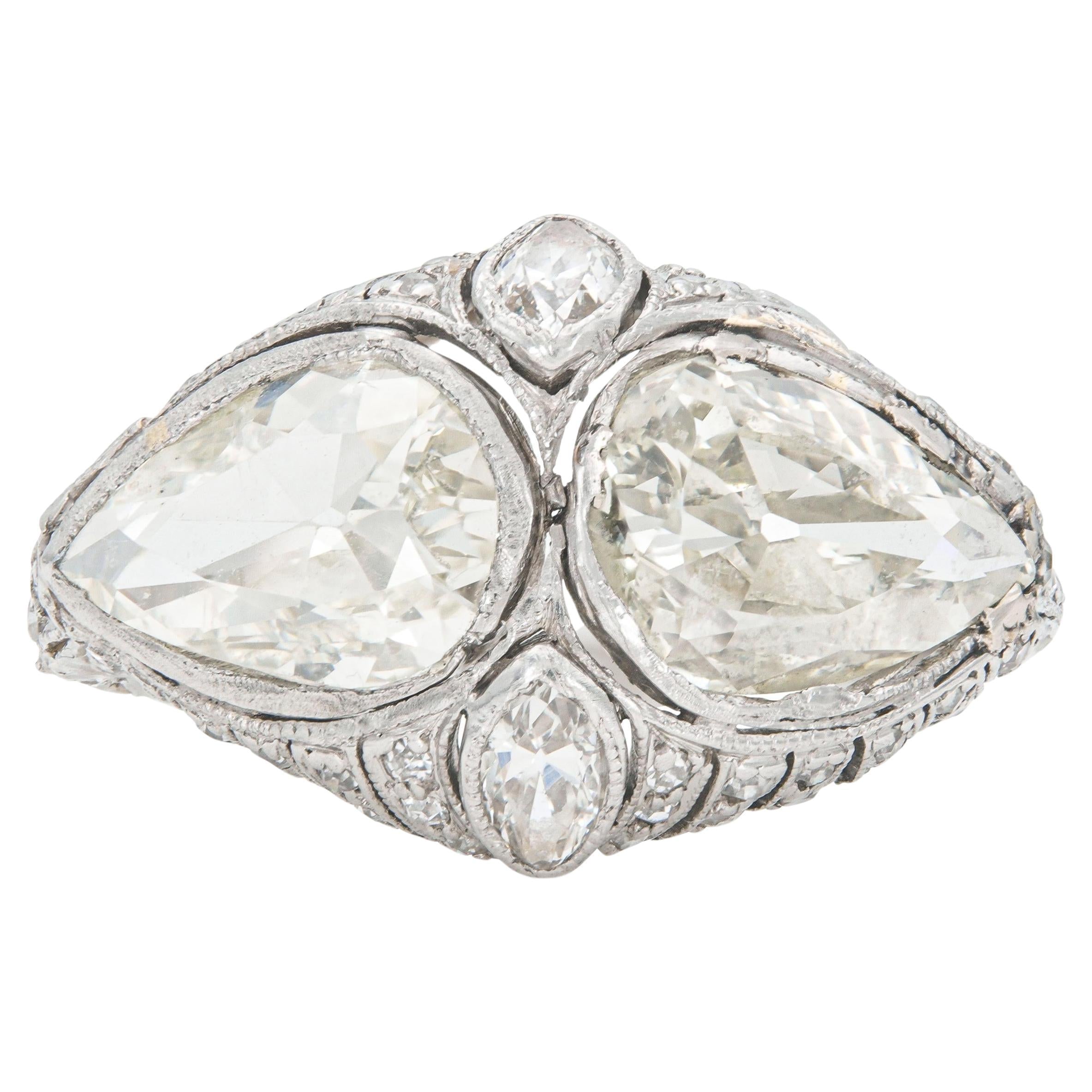 Example of Antique Ring using two pear diamonds