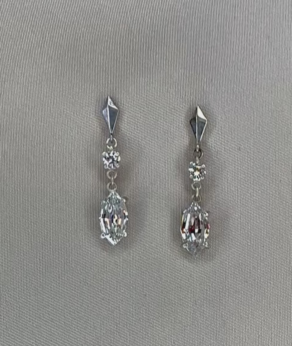 Simple Drop Earring- Round and Moval Lab Diamonds