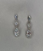 Simple Drop Earring- Round and Moval Lab Diamonds
